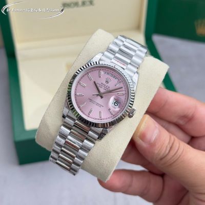 Rolex Daydate 36mm 2834/3255 Movement Pink/Blue/White Face Silver Case Watch